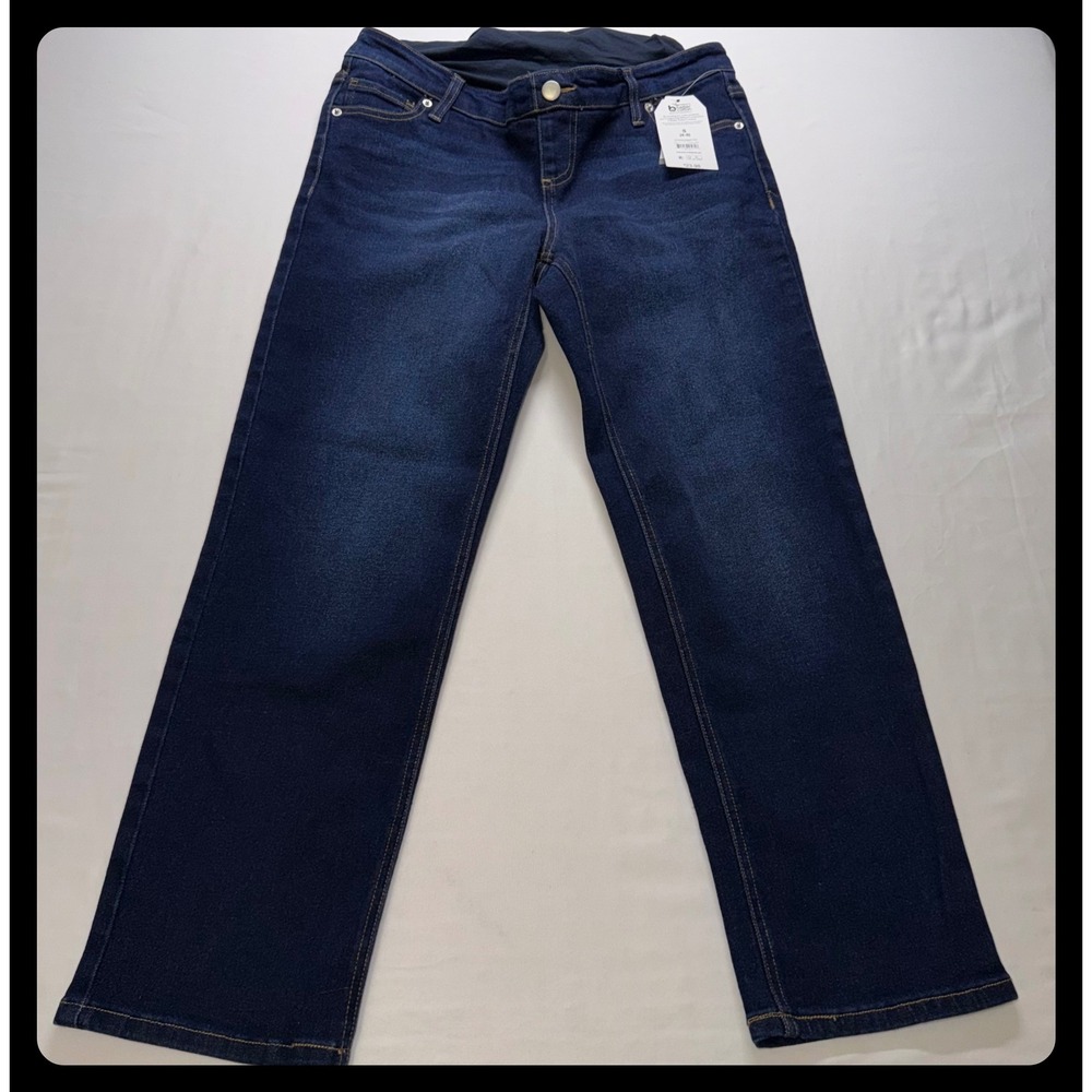 Time And Tru Maternity Jeans Women S Blue Comfort Stretch Straight Leg Denim